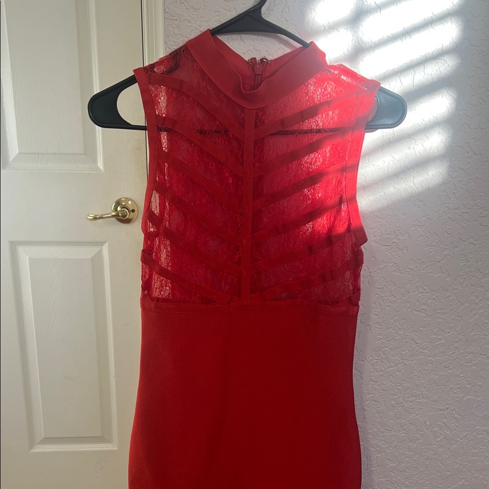 Elegant Red Lace Women's Dress